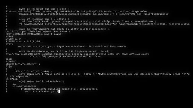 encrypted fast long scrolling programming security hacking code data flow stream on black white display new quality numbers letters coding techno joyful video 4k stock footage