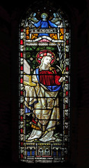Saint Cecilia, stained glass of All Saints' Anglican Church, Rome, Italy 