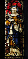 Fototapeta premium Saint Peter, stained glass of All Saints' Anglican Church, Rome, Italy