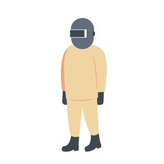 welder man icon industrial worker in protective uniform and mask professional occupation concept male cartoon character full length isolated flat