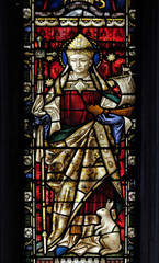 Saint Anselm on the stained glass of All Saints' Anglican Church, Rome, Italy 