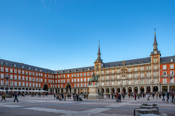 Fototapeta na wymiar Plaza Mayor in Madrid, Spain. Plaza Mayor is a central square in Madrid