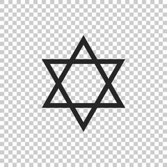 Star of David icon isolated on transparent background. Jewish religion symbol. Flat design. Vector Illustration
