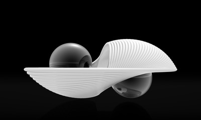 3D vector illustration with seashell and pearls. Object with smooth shape. Can be used for advertising, marketing, presentation, card and flyer