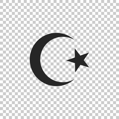 Star and crescent - symbol of Islam icon isolated on transparent background. Religion symbol. Flat design. Vector Illustration