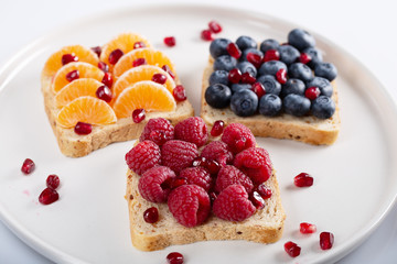 Fresh delicious homemade Sandwich with berry fruits