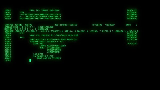 encrypted fast long scrolling programming security hacking code data flow stream on green display new quality numbers letters coding techno joyful video 4k stock footage