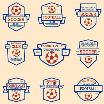 Set of soccer, football emblems. Design element for logo, label, sign, poster, t shirt.