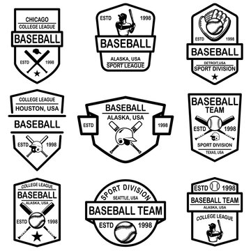 Set of baseball emblems. Design element for logo, label, sign, poster, t shirt.