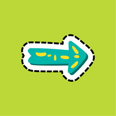 Arrow dash line flat color vector sticker