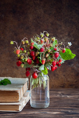 Bundle of Woodland Strawberries and old books