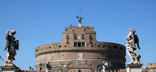 The Mausoleum of Hadrian, usually known as the Castel Sant'Angelo in Rome, Italy