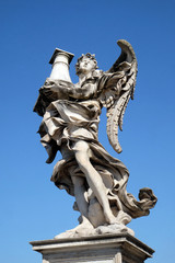 Obraz premium Statue of Angel with the Column by Antonio Raggi, Ponte Sant Angelo in Rome, Italy 