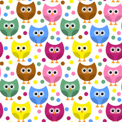 Vector seamless pattern with owls. - 247198698