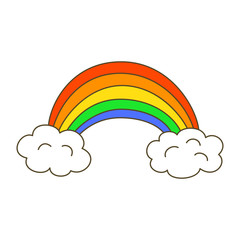 Illustration  with rainbow on white background.