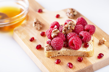 Fresh delicious homemade Sandwich with berry fruits