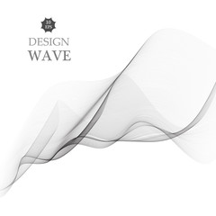 Abstract smooth gray wave vector. Curve flow grey motion illustration