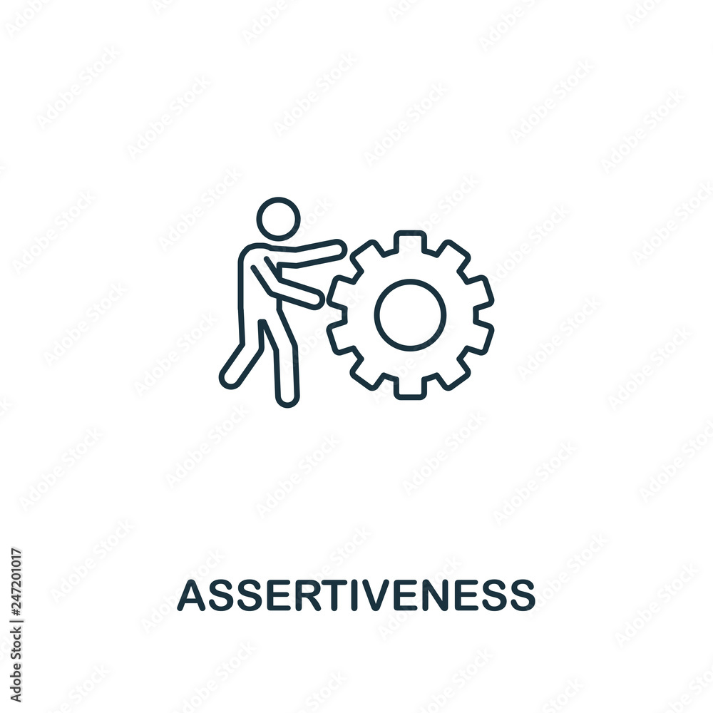 Aufkleber assertiveness icon. thin outline creativeassertiveness design from soft skills collection. web desig