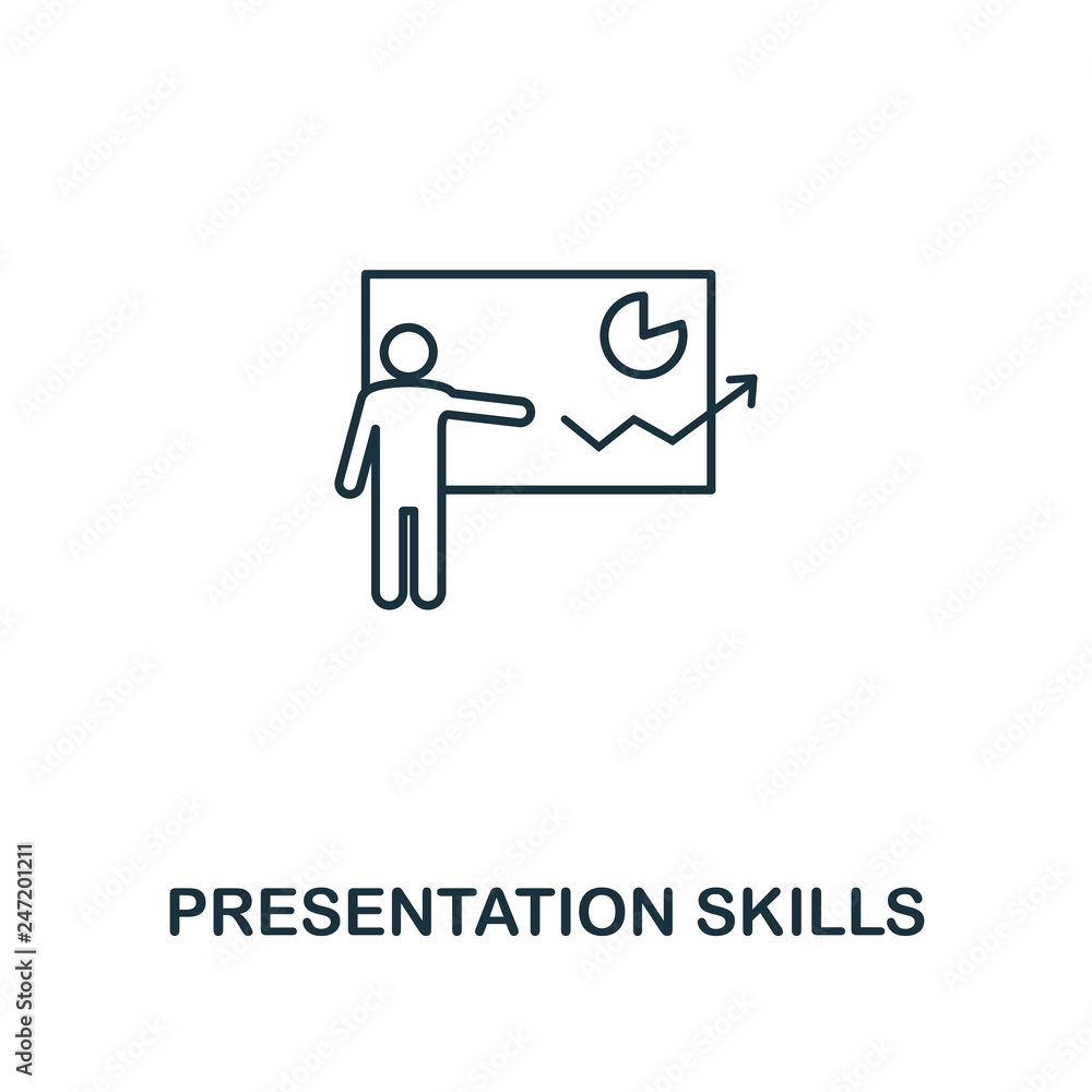 Poster presentation skills icon. thin outline creativepresentation skills design from soft skills collectio