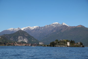 View to Baveno and Isola Bella at Lake Maggiore, Piedmont Italy