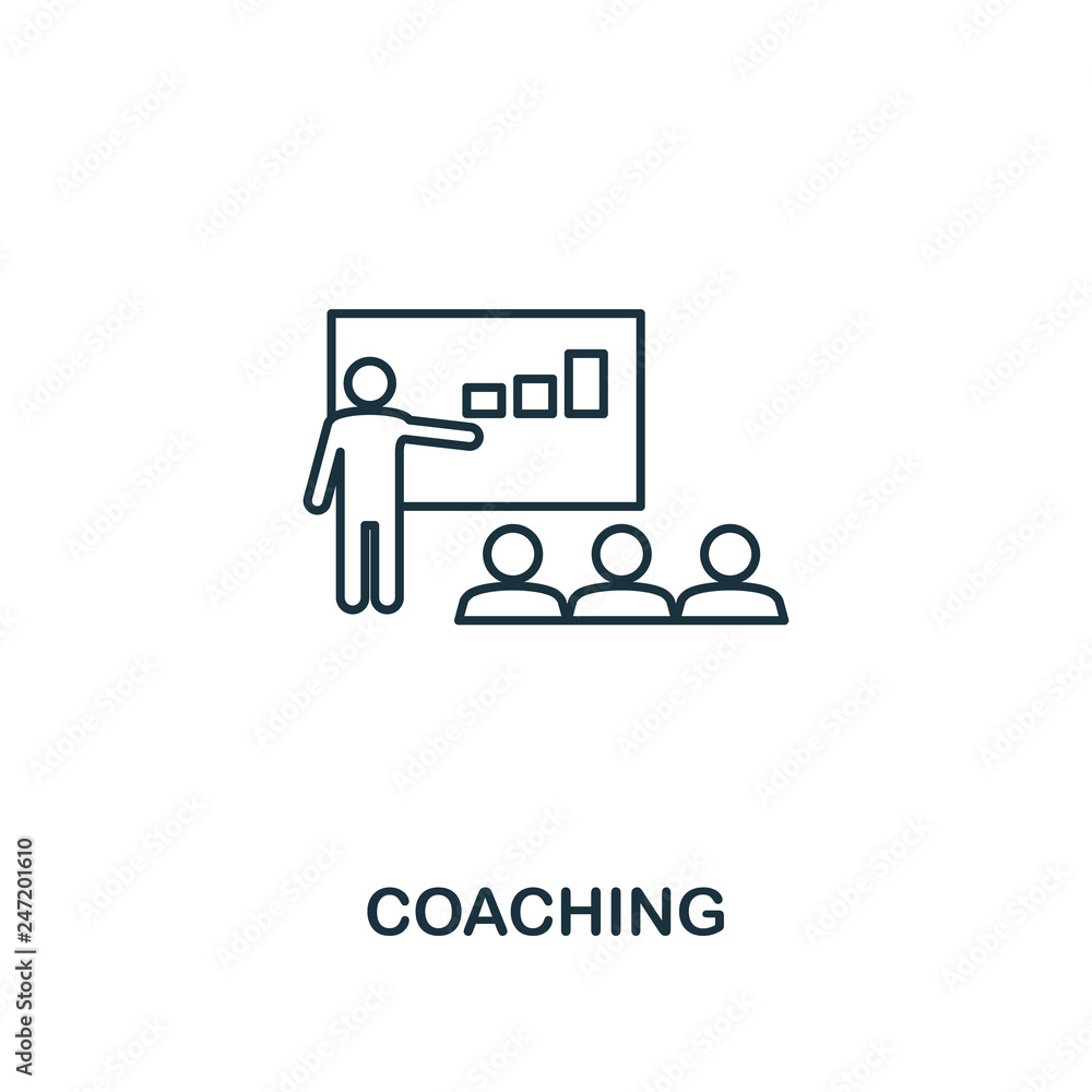 Poster coaching icon. thin outline creativecoaching design from soft skills collection. web design, apps, s