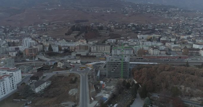 Sierre railway rotation - Aerial 4K - Phantom 4 PRO