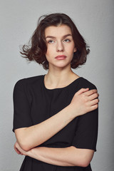 Obraz premium young girl in black dress
