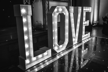 LOVE sign used at a wedding