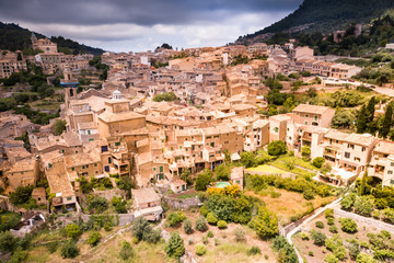 Fototapeta na wymiar Aerial view of Valldemossa in Mallorca. The most beautiful place to visit