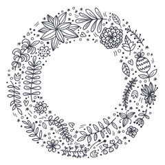 Floral botanical wreath vector illustration