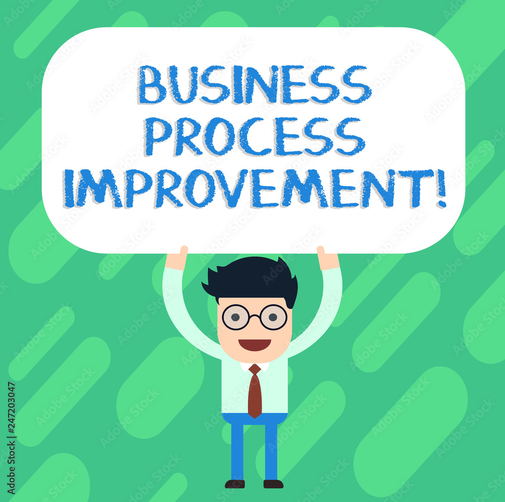 Poster handwriting text business process improvement. concept meaning optimize process inefficiencies and a