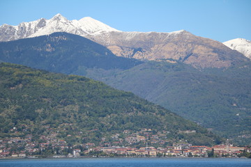 View to Pallanza Verbania from Stresa at Lake Maggiore, Piedmont Italy
