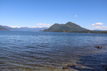 View to Sasso del Ferro from Stresa at Lake Maggiore, Piedmont Italy