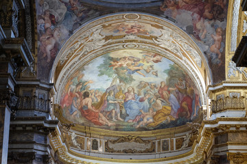 The fresco of The Miracle of Multiplication on the main apse of Basilica di Sant Andrea delle Fratte, Rome, Italy 