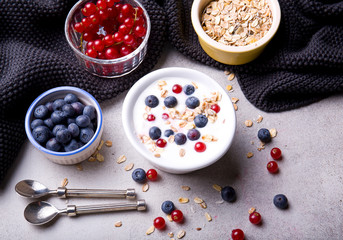 Delicious natural yogurt with fruit.