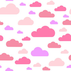 Pink cloud seamless pattern vector design baby art. Baby shower clouds , sky seamless pattern texture - Vector