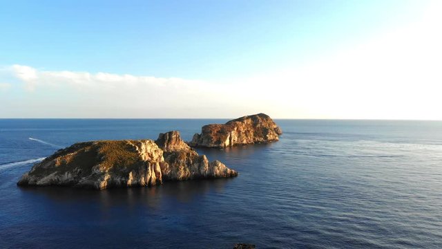 Aerial view, Flight  on the islas Malgrats and Santa Ponca, Mallorca, Balearic Islands, Spain