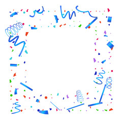 Colorful confetti on white background.