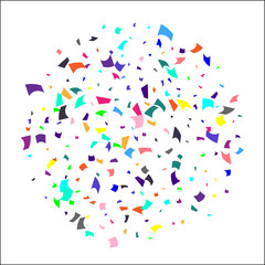 Colorful confetti on white background. 