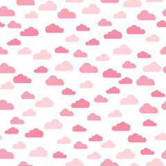 Pink cloud seamless pattern vector design baby art. Baby shower clouds , sky seamless pattern texture - Vector