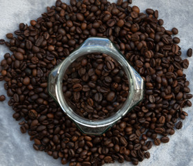 Coffee beans on a nice smooth background