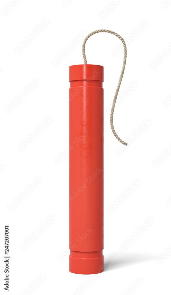 Poster 3d rendering of a dynamite stick on a white background.