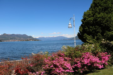 Waterfront  in Stresa at Lake Maggiore in spring, Italy