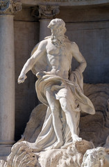 Obraz premium Ocean, the main statue of the Trevi Fountain in Rome. Fontana di Trevi is one of the most famous landmark in Rome, Italy 