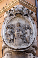 Descent of the Holy Spirit, facade of a palace in Rome, Italy on September 03, 2016.