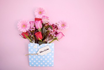 Blumenstrauß mit Text - Alles Liebe - Muttertag Karte