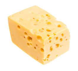 piece of yellow swiss cheese with internal holes