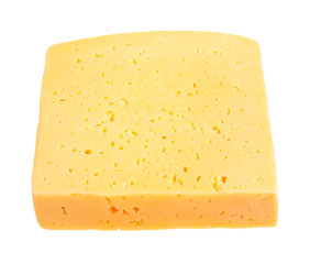 piece of yellow medium-hard cheese isolated
