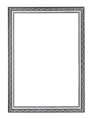 empty narrow silver carved wooden picture frame