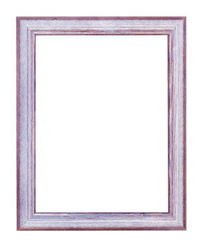 empty purple and silver painted wood picture frame